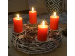 MCW Adventskranz Holz Ø 30cm mit Kerzen Rot