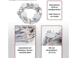 MCW Adventskranz Holz Ø 30cm mit Kerzen Rot