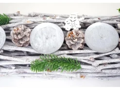 MCW Adventskranz Länglich Holz 60x16x9cm mit Kerzen Rot