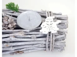 MCW Adventskranz Länglich Holz 60x16x9cm mit Kerzen Rot