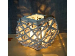 MCW Windlicht 40cm Holz Glaseinsatz