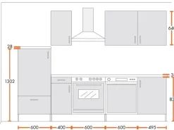 Menke Küchenzeile 270 cm Lava-Anthrazit Hochglanz Sonoma-Eiche Nachbildung