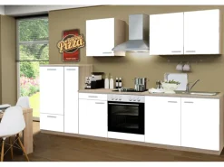 Menke Küchenzeile Classic 300 cm Weiß Melamin-Sonoma Eiche Nachbildung