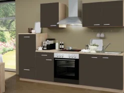 Menke Küchenzeile Classic 270 cm Lava Melamin-Sonoma Eiche Nachbildung