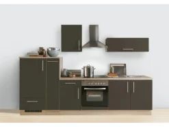 Menke Küchenzeile Premium 300 cm Lava Hochglanz-Sonoma Eiche Nachbildung