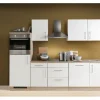 Menke Küchenzeile Premium 280 cm Weiß Hochglanz-Sonoma Eiche Nachbildung