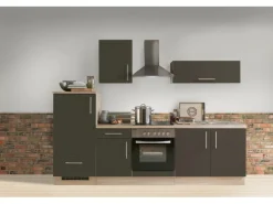 Menke Küchenzeile Premium 270 cm Lava Hochglanz-Sonoma Eiche Nachbildung