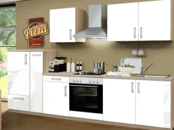 Menke Küchenzeile Premium 300 cm Weiß Hochglanz-Sonoma Eiche Nachbildung