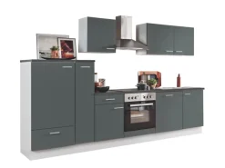Menke Küchenzeile White Classic 310 cm Graphit-Weiß