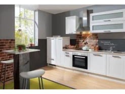 Menke Küchenzeile White Premium Landhaus 310 cm Lacklaminat Weiß Matt-Asteiche