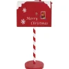 Metall-Briefkasten Rot-Weiß Merry Christmas 22 cm x 15 cm x 48 cm