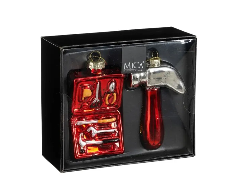 Mica Decorations Ornament Werkzeug Rot 2 Stück