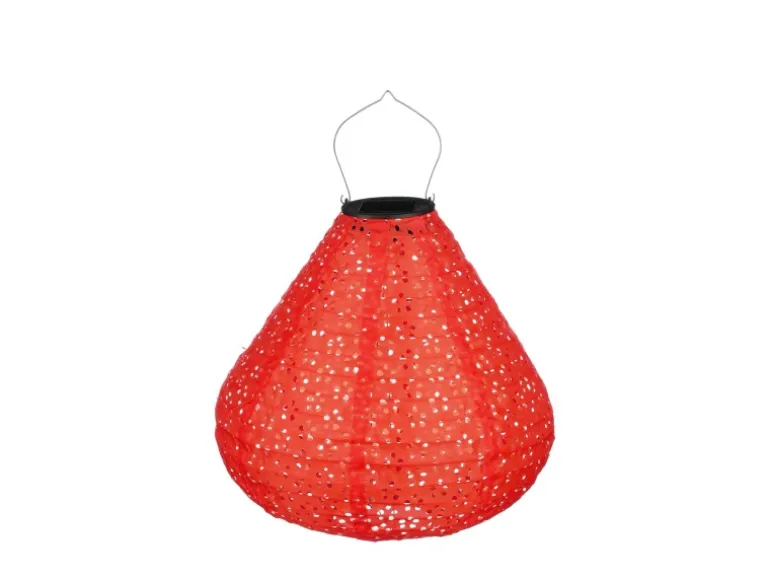 Mica Decorations Solar-LED-Laterne Kegel Ø 30 cm x 29 cm Rot