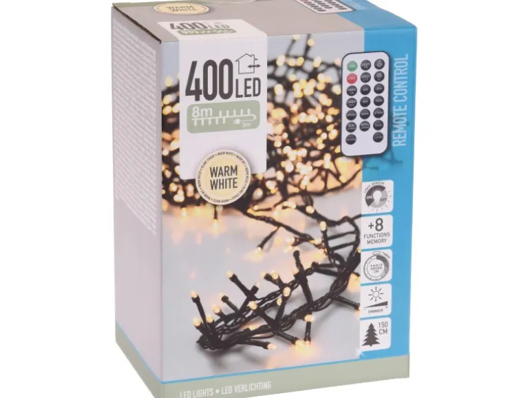 Micro LED Lichterkette Cluster 400 warmweiße LEDs innen und außen