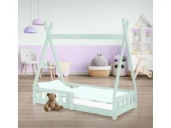 ML-Design Kinderbett Tipi 70x140 cm Mint mit Rausfallschutz Lattenrost
