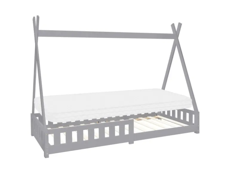 ML-Design Kinderbett Tipi 90x200 cm Hellgrau Matratze H10cm Lattenrost