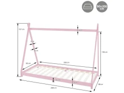 ML-Design Kinderbett Tipi 90x200 cm Hellgrau Matratze H10cm Lattenrost
