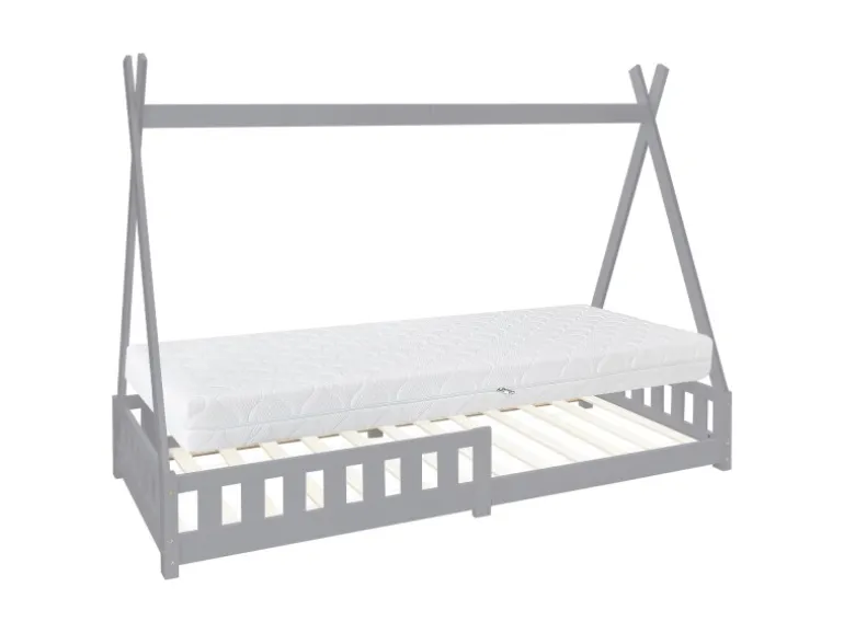 ML-Design Kinderbett Tipi 90x200 cm Hellgrau Matratze H16cm Lattenrost