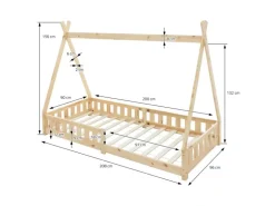 ML-Design Kinderbett Tipi Mint 90x200 cm Matratze H16cm Rausfallschutz