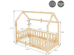 ML-Design Kinderbett 70x140 cm Natur mit Matratze Rausfallschutz Massivholz