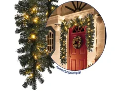 Mojawo 35 LED Girlande Beleuchtet Tannengirlande Lichterkette 270 cm Batterie Außen