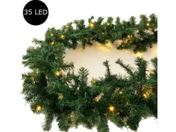 Mojawo 35 LED Girlande Beleuchtet Tannengirlande Lichterkette 270 cm Batterie Außen