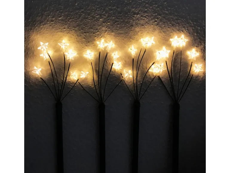 Mojawo 4 Stück LED Gartenleuchtstäbe 24 Sterne Warmweiß Sternenstäbe Weihnachtsdeko