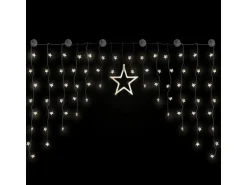 Mojawo Beleuchtete Weihnacht Lichterkette Fensterdeko Sternenvorhang 90 LED Warm Weiß