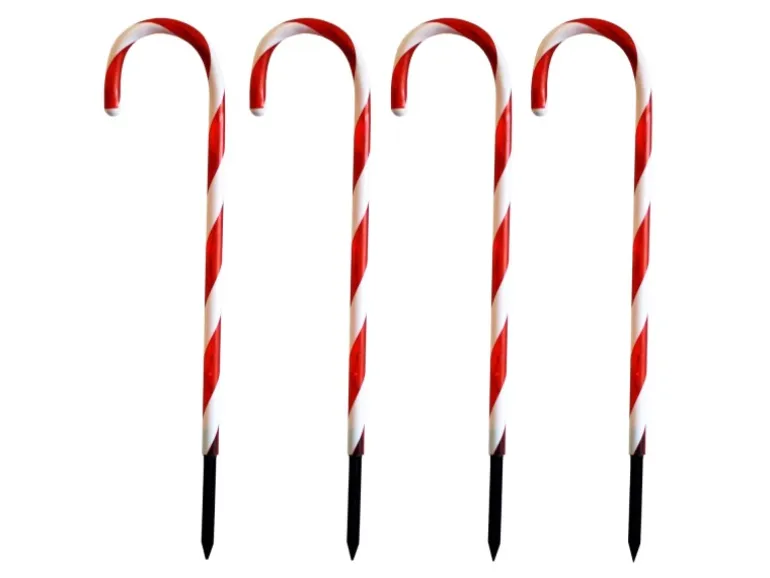 Mojawo 4er Set LED-Gartenleuchtstäbe Zuckerstange 32 Weißen LEDs Leuchtstab IP44