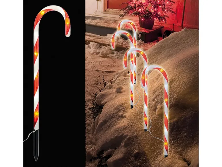 Mojawo 4er Set LED-Gartenleuchtstäbe Zuckerstange 32 Weißen LEDs Leuchtstab IP44