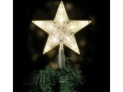 Mojawo LED Baumspitze Stern Weihnachtsbaumspitze 10 LEDs Kabel Transparent Batterie