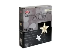 Mojawo LED Baumspitze Stern Weihnachtsbaumspitze 10 LEDs Kabel Transparent Batterie
