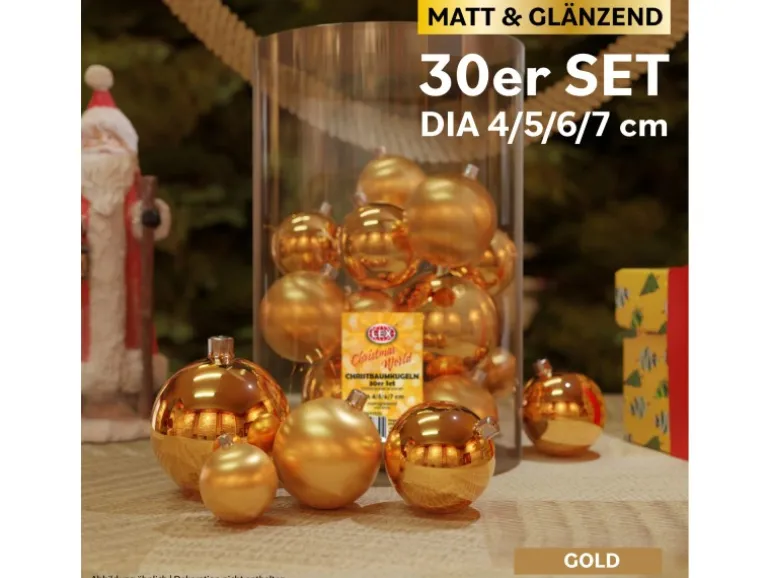 Mojawo 30tlg Christbaumkugeln Weihnachtskugeln Schmuckkugeln Baumschmuck Gold 4 5 6 7cm