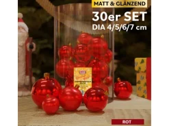 Mojawo 30tlg Christbaumkugeln Weihnachtskugeln Schmuckkugeln Baumschmuck Rot 4 5 6 7cm