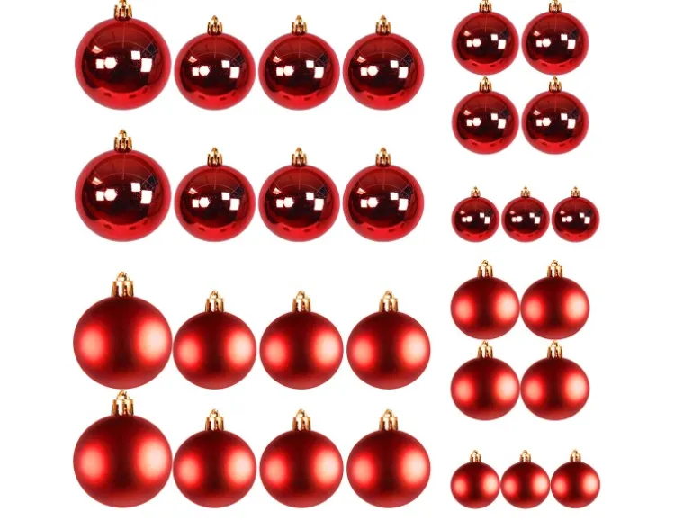 Mojawo 30tlg Christbaumkugeln Weihnachtskugeln Schmuckkugeln Baumschmuck Rot 4 5 6 7cm