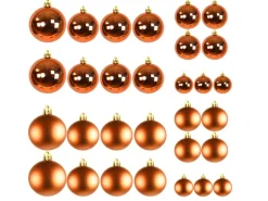 Mojawo 30tlg Christbaumkugeln Weihnachtskugeln Schmuckkugeln Baumschmuck Orange 4 5 6 7cm