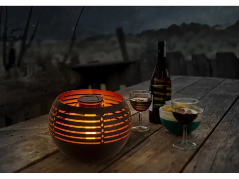 Näve LED Deko Solar Tischleuchte 16 cm Lichtfarbe Warmweiß mit Flammeneffekt