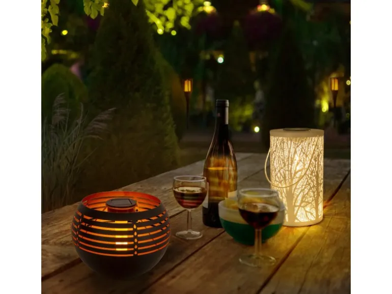 Näve LED Deko Solar Tischleuchte 16 cm Lichtfarbe Warmweiß mit Flammeneffekt