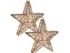 Näve LED Weihnachtsdeko Metallstern Natur 2er-Set