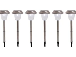 Näve LED-Außenleuchte mit Erdspieß aus Edelstahl 6er-Set 39 cm