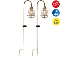 Näve LED-Deko-Solar-Erdspieß Gitti Alt-Messing 76,5 cm x 16 cm x 10,5 cm 2er-Set