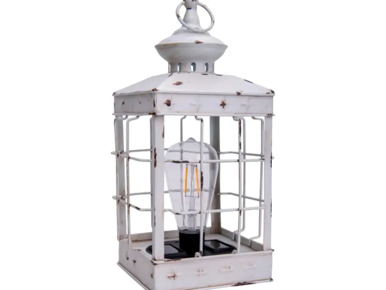 Näve LED-Deko-Solarleuchte Laterne 31,5 cm Antik Weiß mit Aufhängemöglichkeit