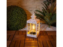 Näve LED-Deko-Solarleuchte Laterne 31,5 cm Antik Weiß mit Aufhängemöglichkeit