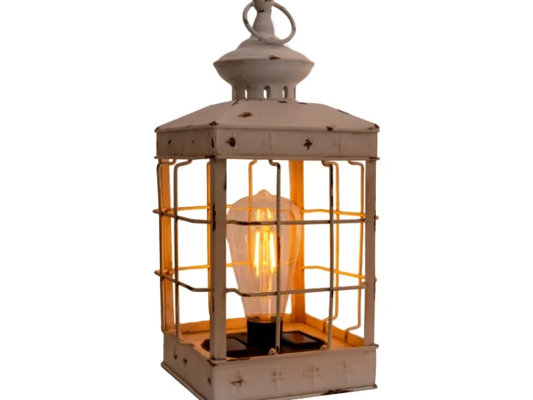 Näve LED-Deko-Solarleuchte Laterne 31,5 cm Antik Weiß mit Aufhängemöglichkeit