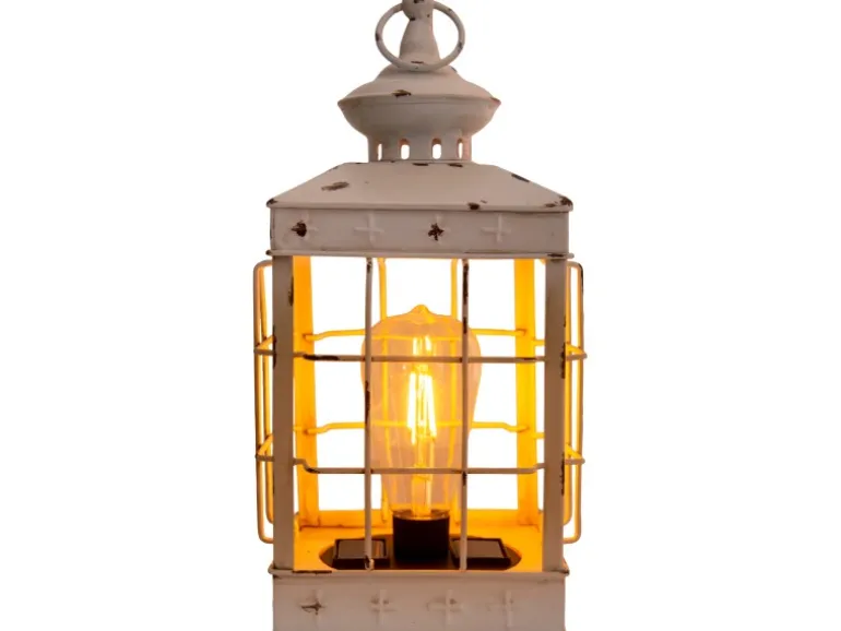 Näve LED-Deko-Solarleuchte Laterne 31,5 cm Antik Weiß mit Aufhängemöglichkeit