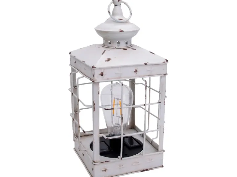 Näve LED-Deko-Solarleuchte Laterne 31,5 cm Antik Weiß mit Aufhängemöglichkeit