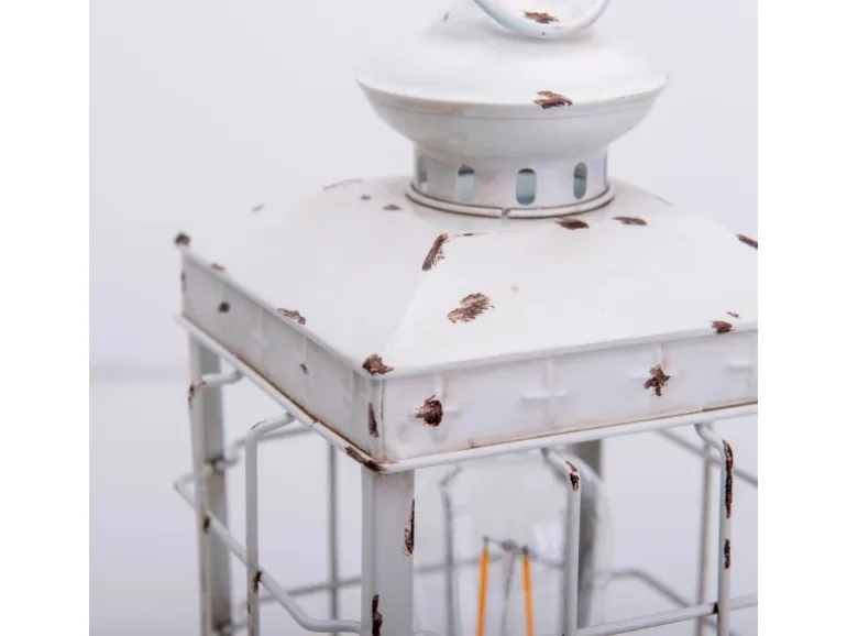 Näve LED-Deko-Solarleuchte Laterne 31,5 cm Antik Weiß mit Aufhängemöglichkeit