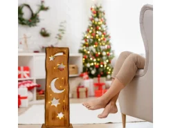 Näve LED-Design-Tischleuchte Holz Mond und Sterne 60 cm