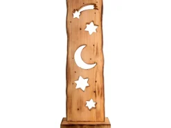 Näve LED-Design-Tischleuchte Holz Mond und Sterne 60 cm