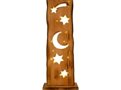 Näve LED-Design-Tischleuchte Holz Mond und Sterne 60 cm